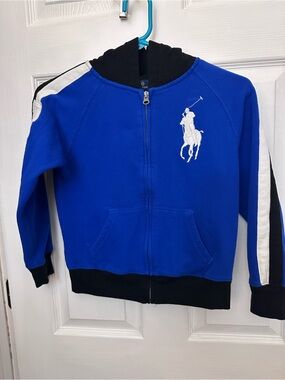 Polo by Ralph Lauren Royal Blue Zip Hoodie with White Polo Logo